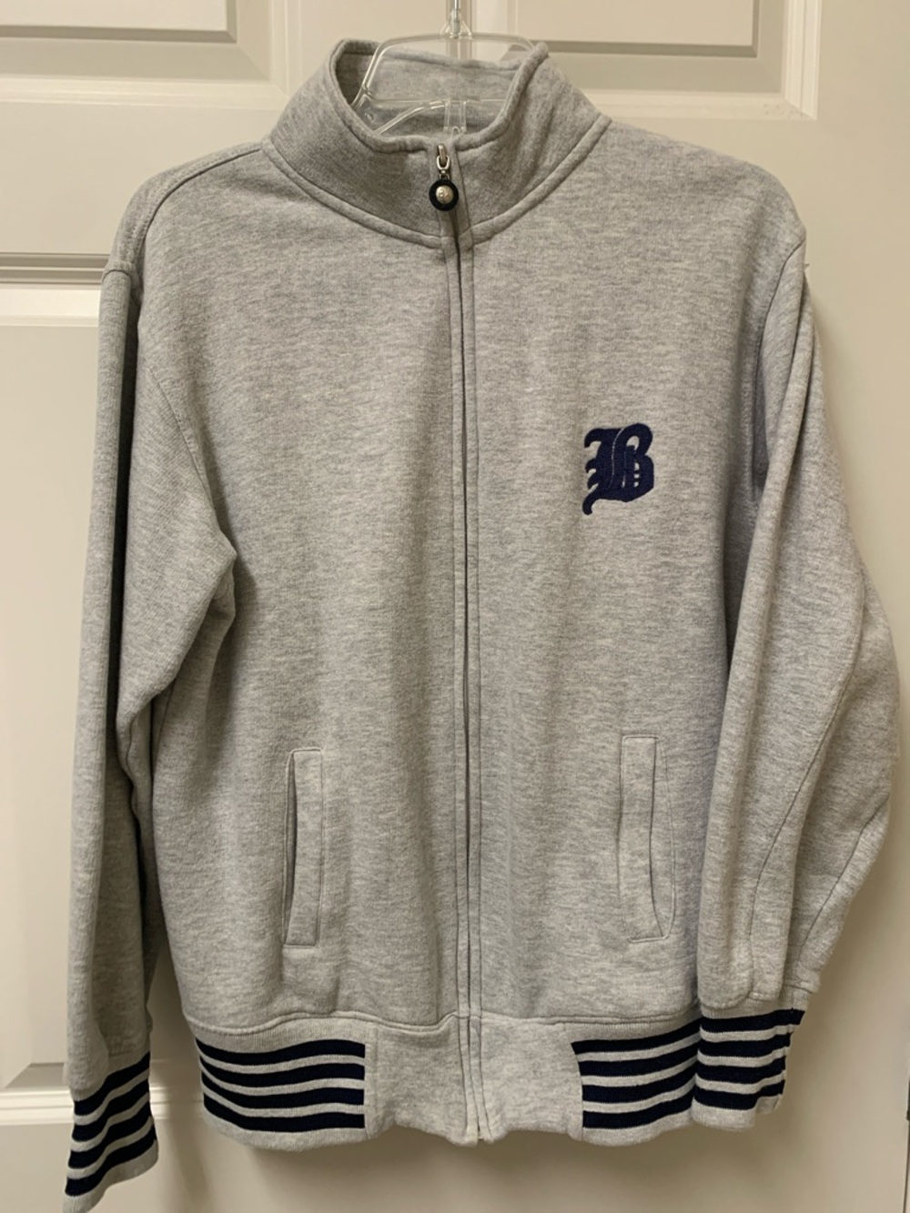Brooklyn Xpress Light Gray zippered sweatshirt